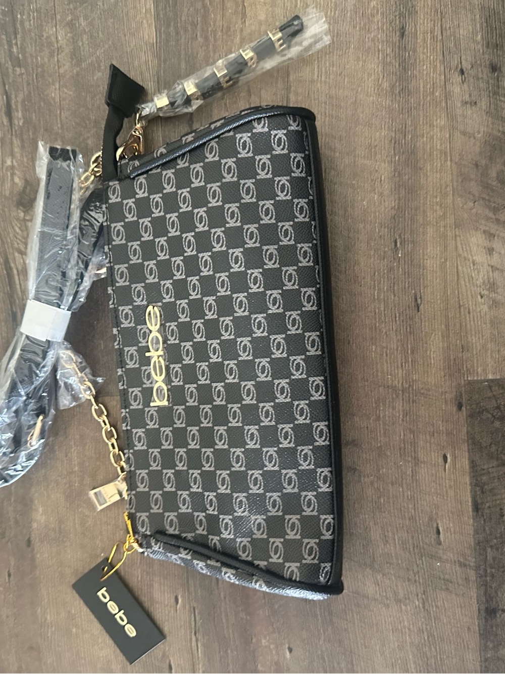 bebe Black Monogram Crossbody Bag NWT